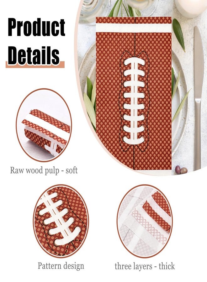 HEIPINIUYE 50 Pieces Football Paper Napkins 3-ply Bathroom Napkins Guest Disposable Hand Towels Dinner Napkins for Football Party Birthday Baby Shower Paper Guest Towels - Image 3
